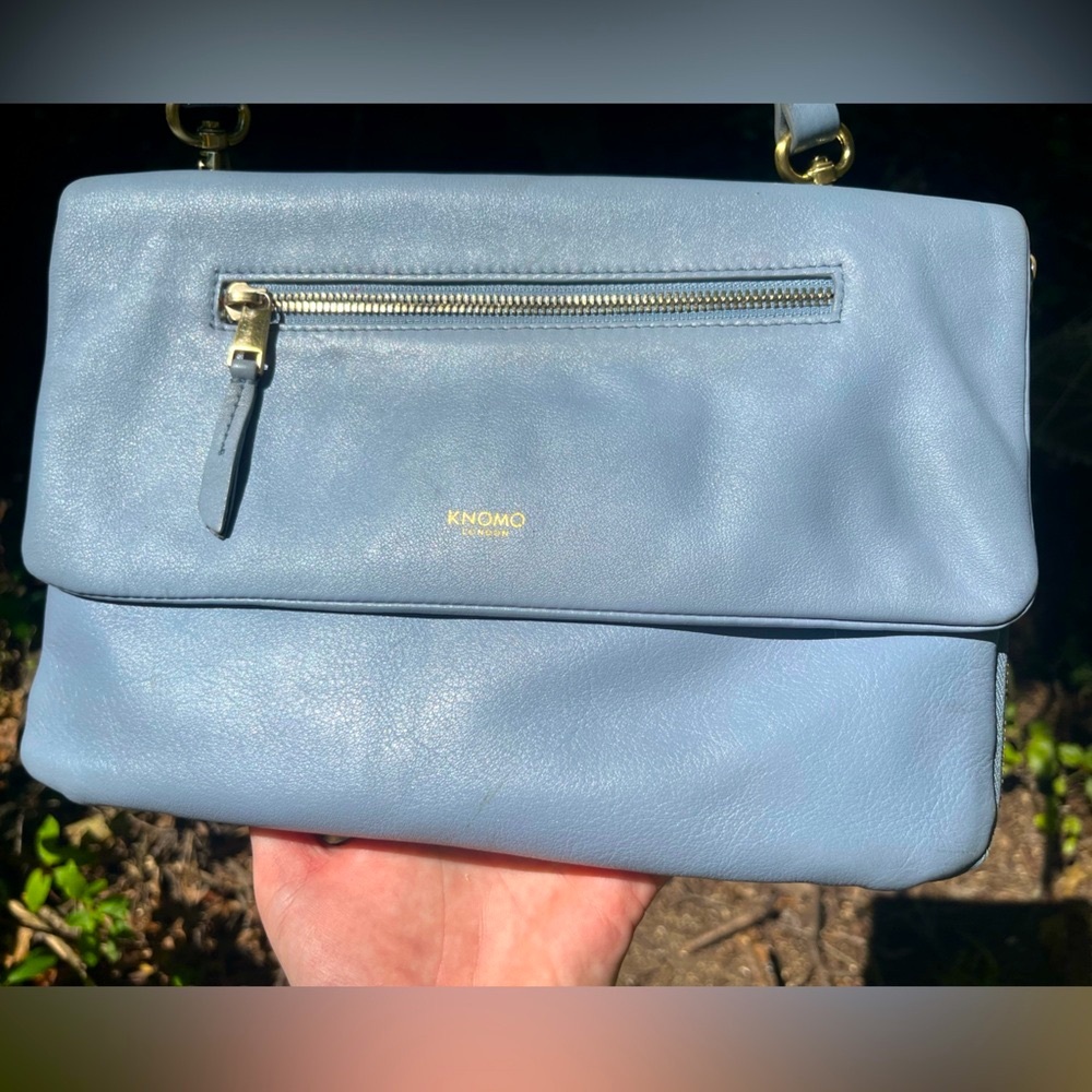 Knomo London Leather Crossbody – Light Blue Tech Purse by Elecktronista